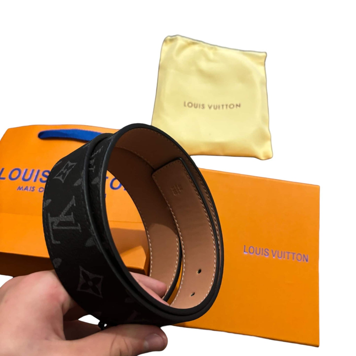 Lv Black Monogram Belt