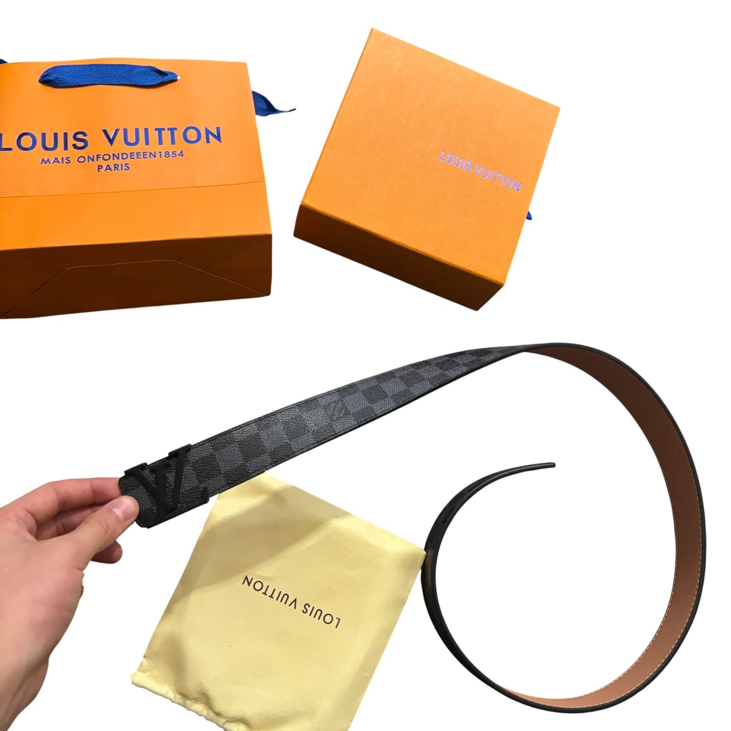 Lv Black Squared Monogram Belt