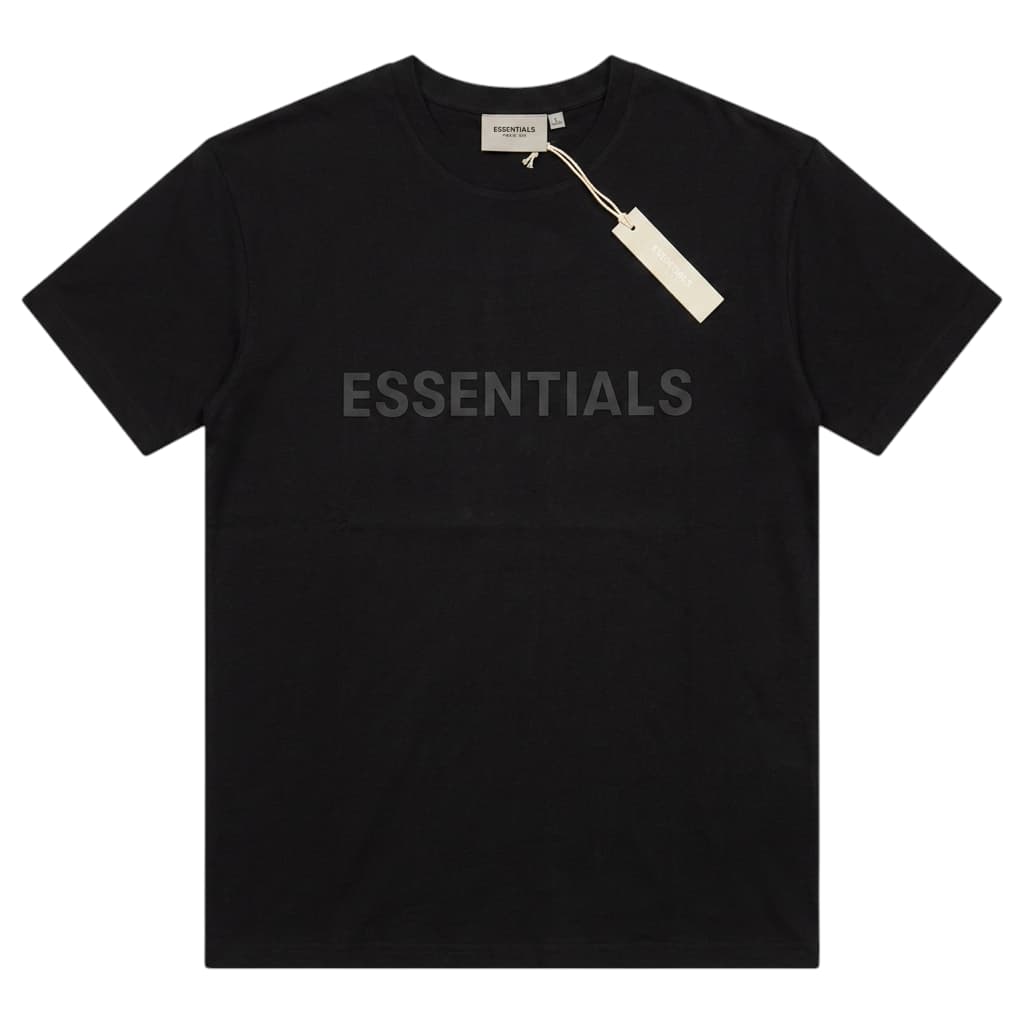 Essentials Fear of God Black Front Text T-shirt