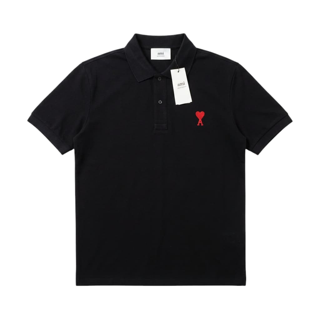 Ami Paris Ami De Coeur Polo Shirt Black