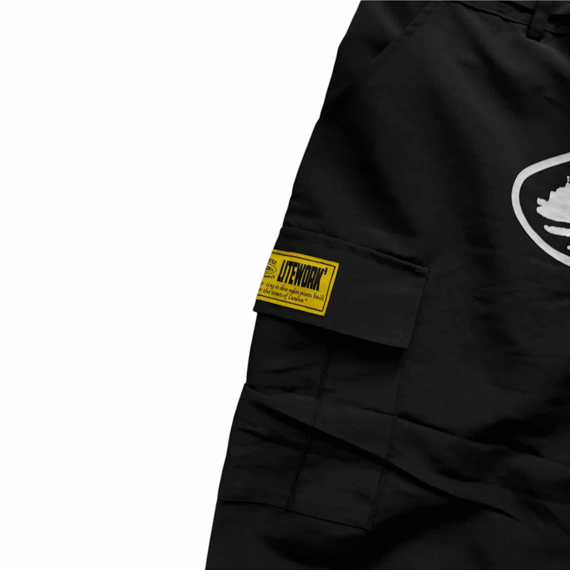 Corteiz Cargo Shorts Black & White Alcatraz Logo