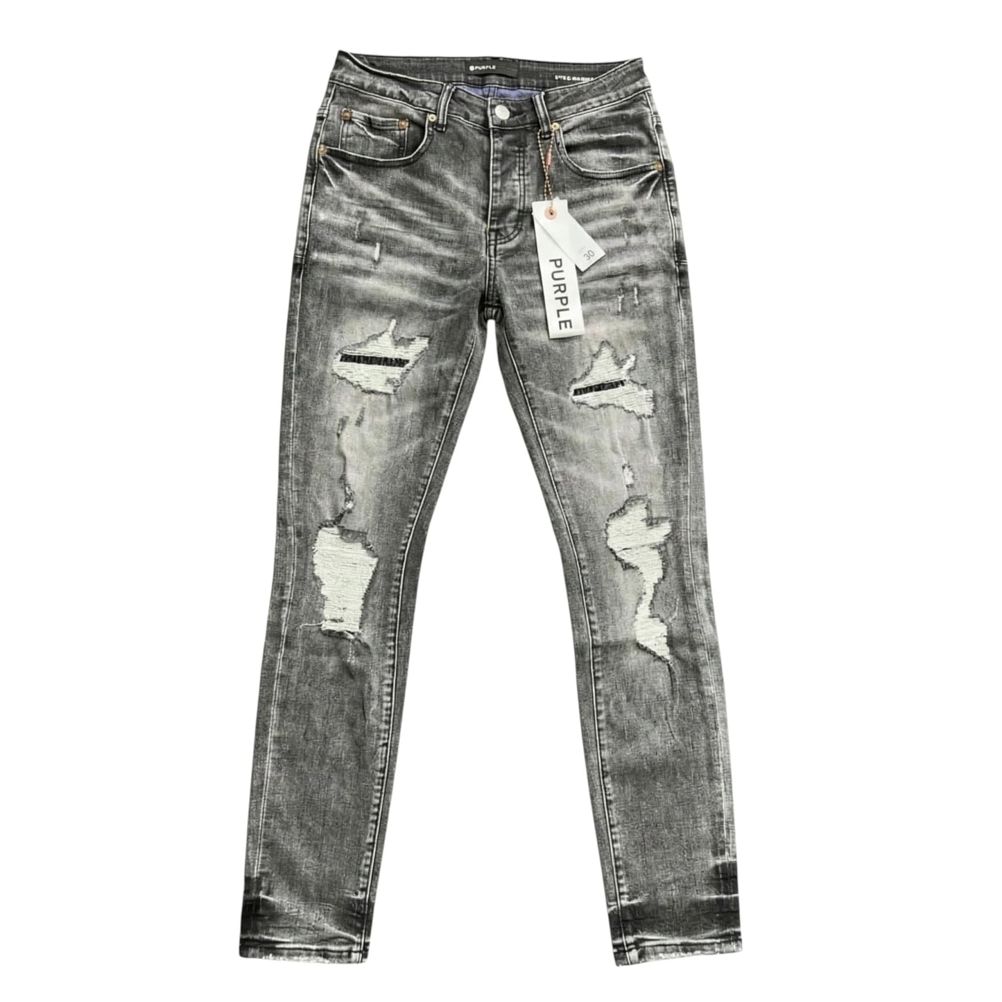 Purple Brand Gray Distressed Banda Jeans