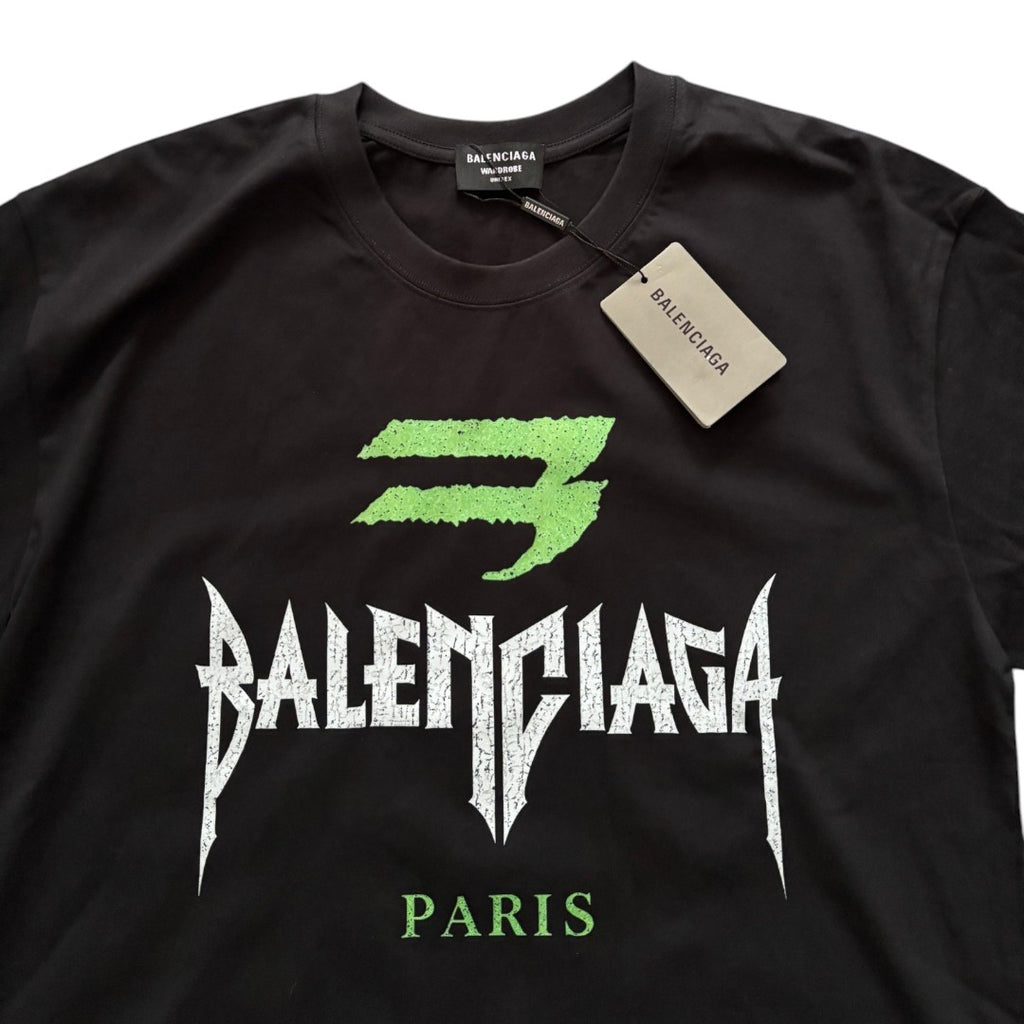 Balenciaga Black & Green Emblem T-shirt