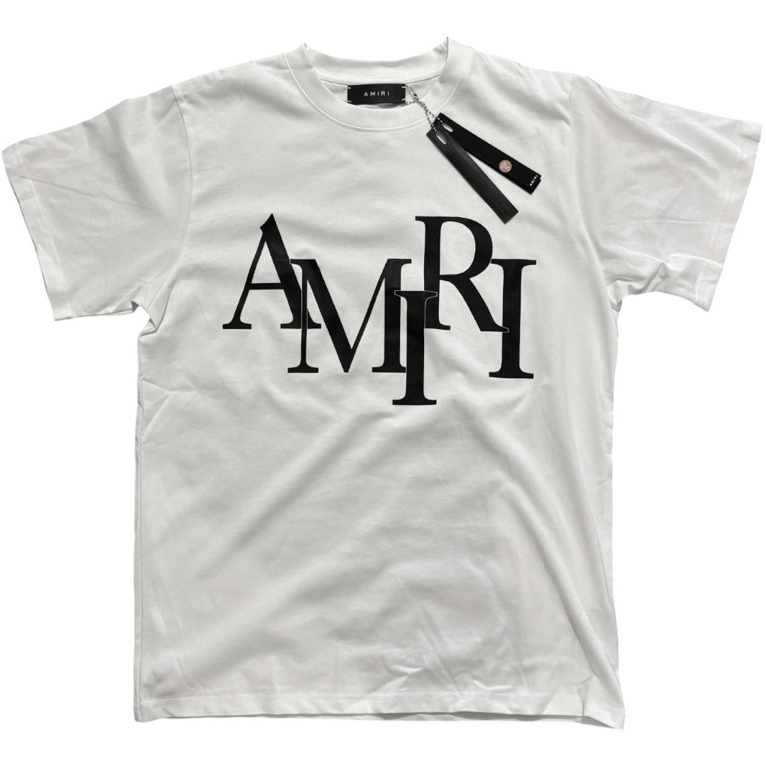 Amiri White Staggered Letters T-shirt