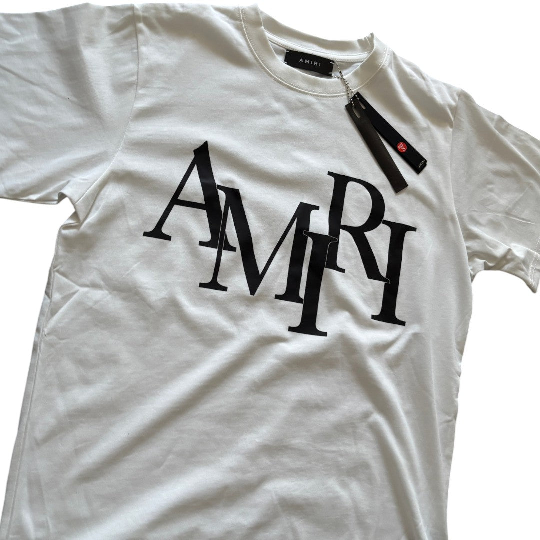 Amiri White Staggered Letters T-shirt