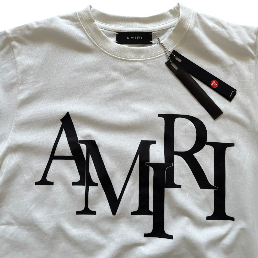 Amiri White Staggered Letters T-shirt