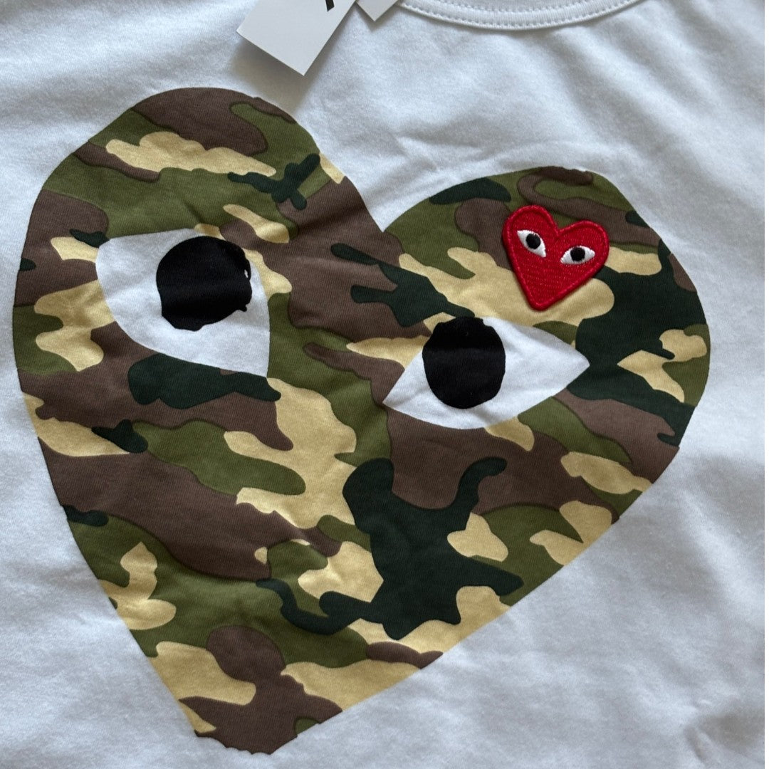 Commes De Garcons Double Heart Camouflage T-shirt LIMITED