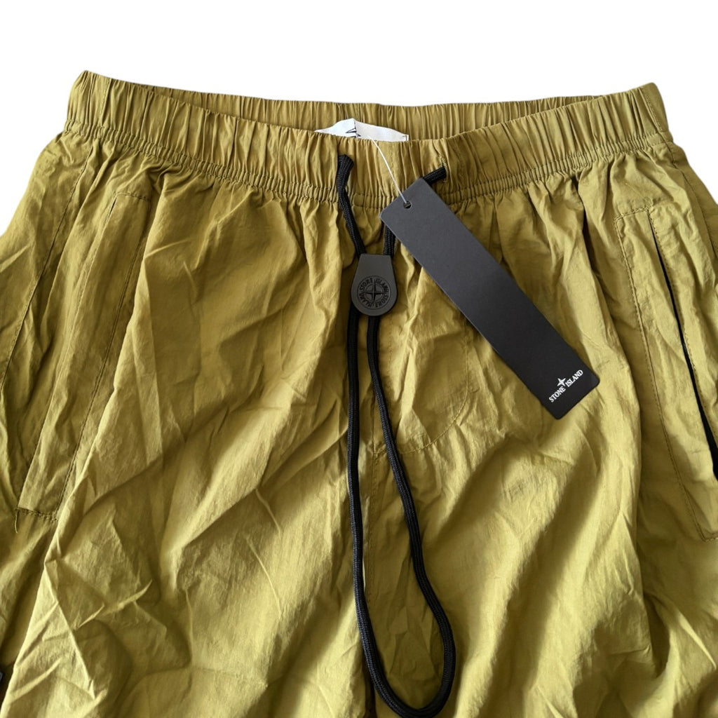 Stone Island Nylon Shorts Army Green Compass Badge Embossed Logo