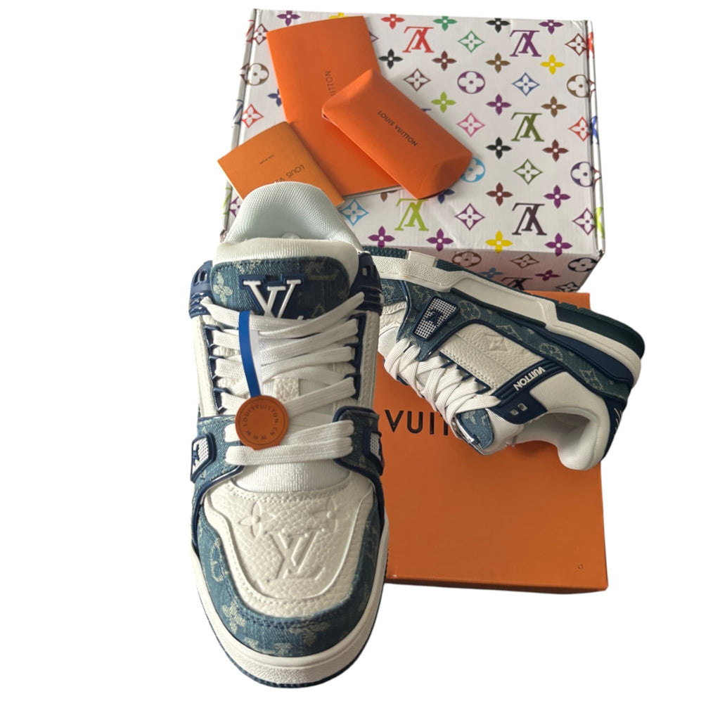LV Navy Denim Monogram Trainers