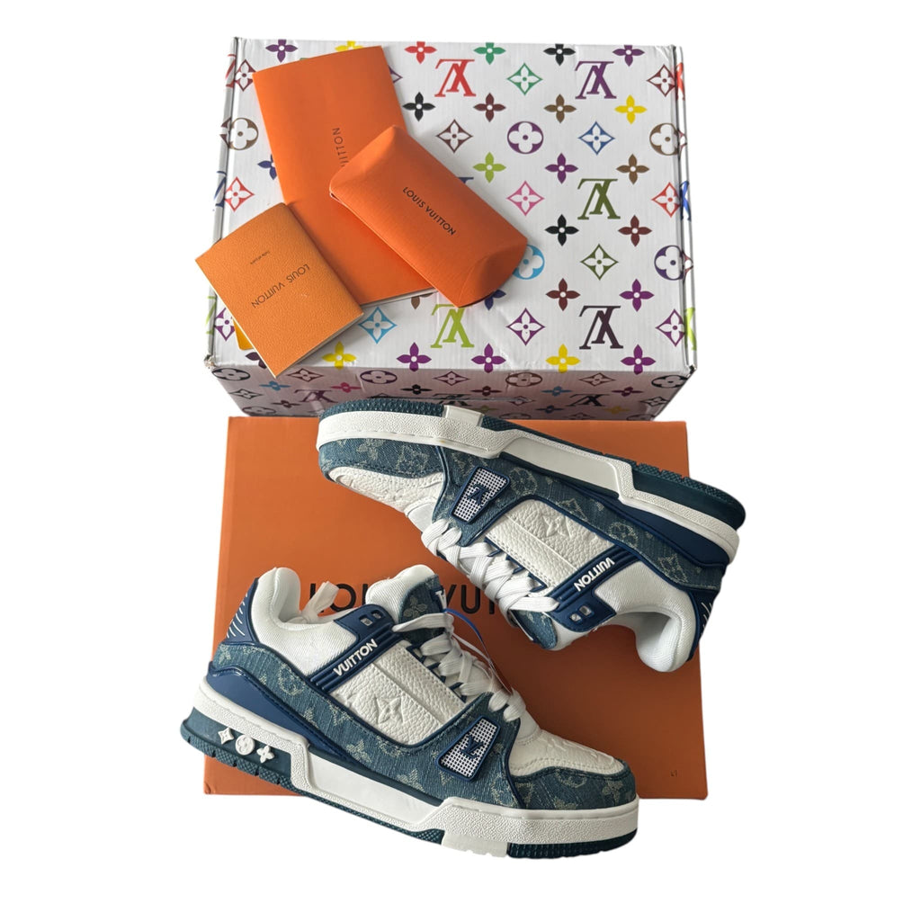 LV Navy Denim Monogram Trainers