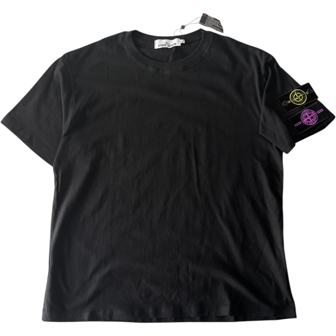 Stone Island Plain Black T-shirt Double Badge