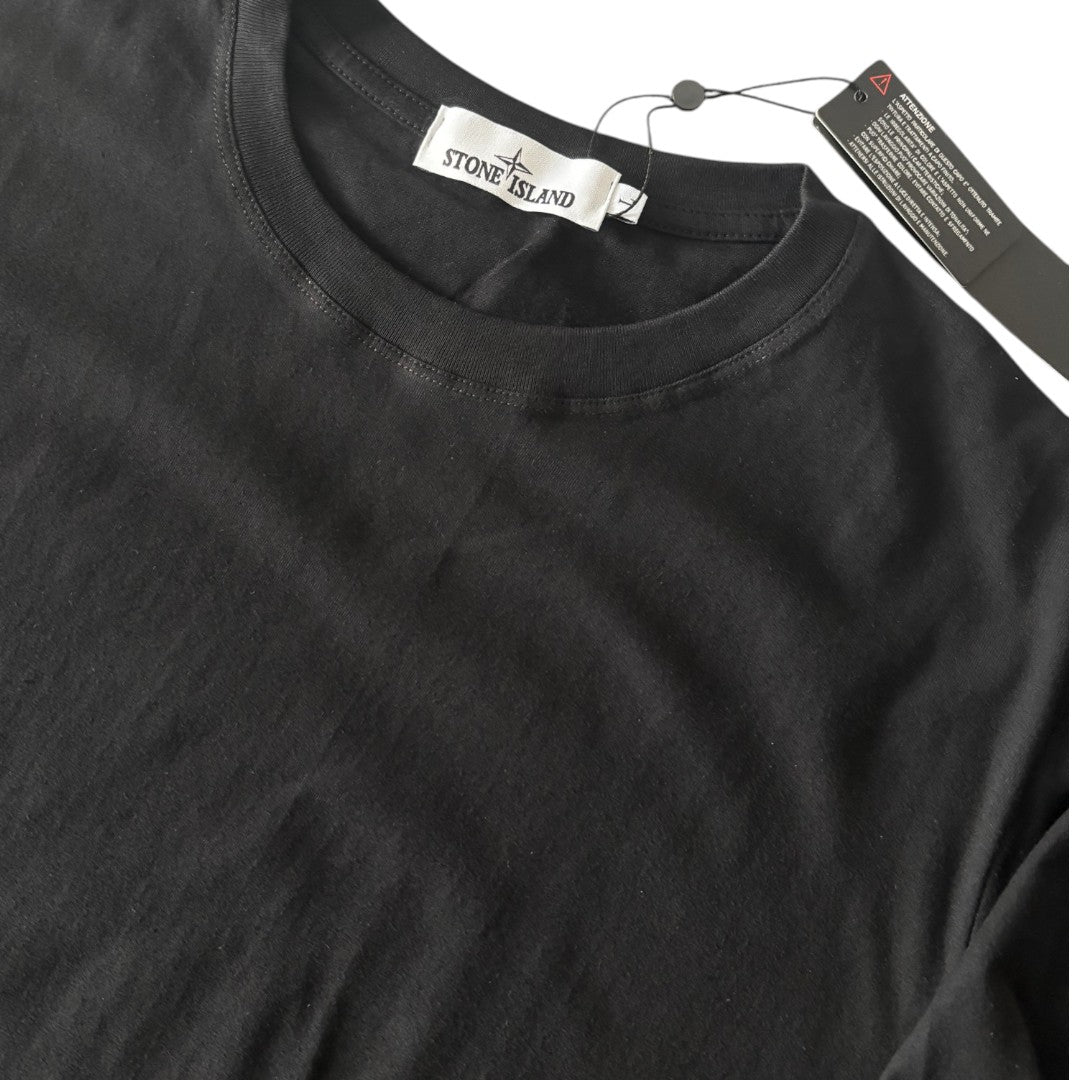 Stone Island Plain Black T-shirt Double Badge