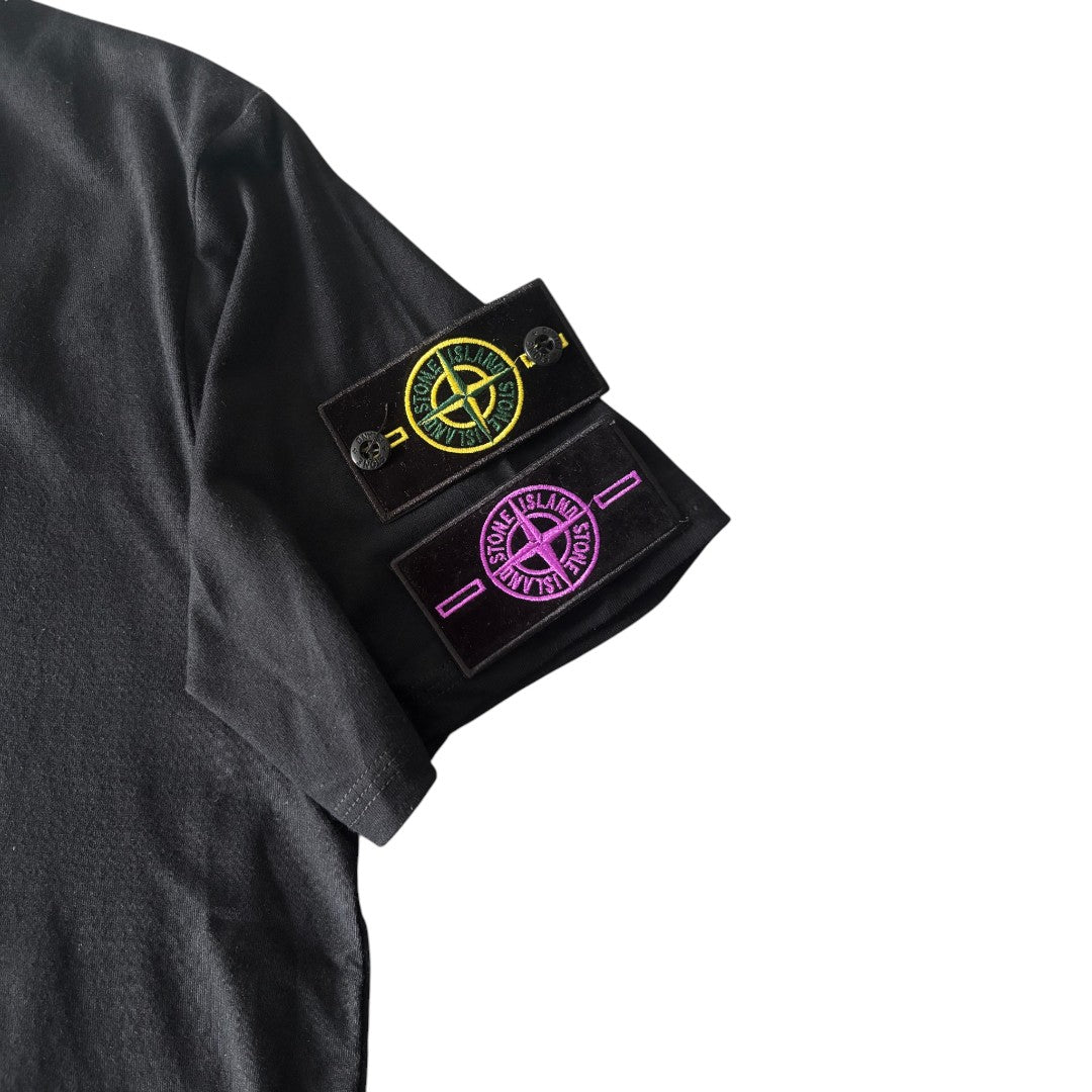 Stone Island Plain Black T-shirt Double Badge