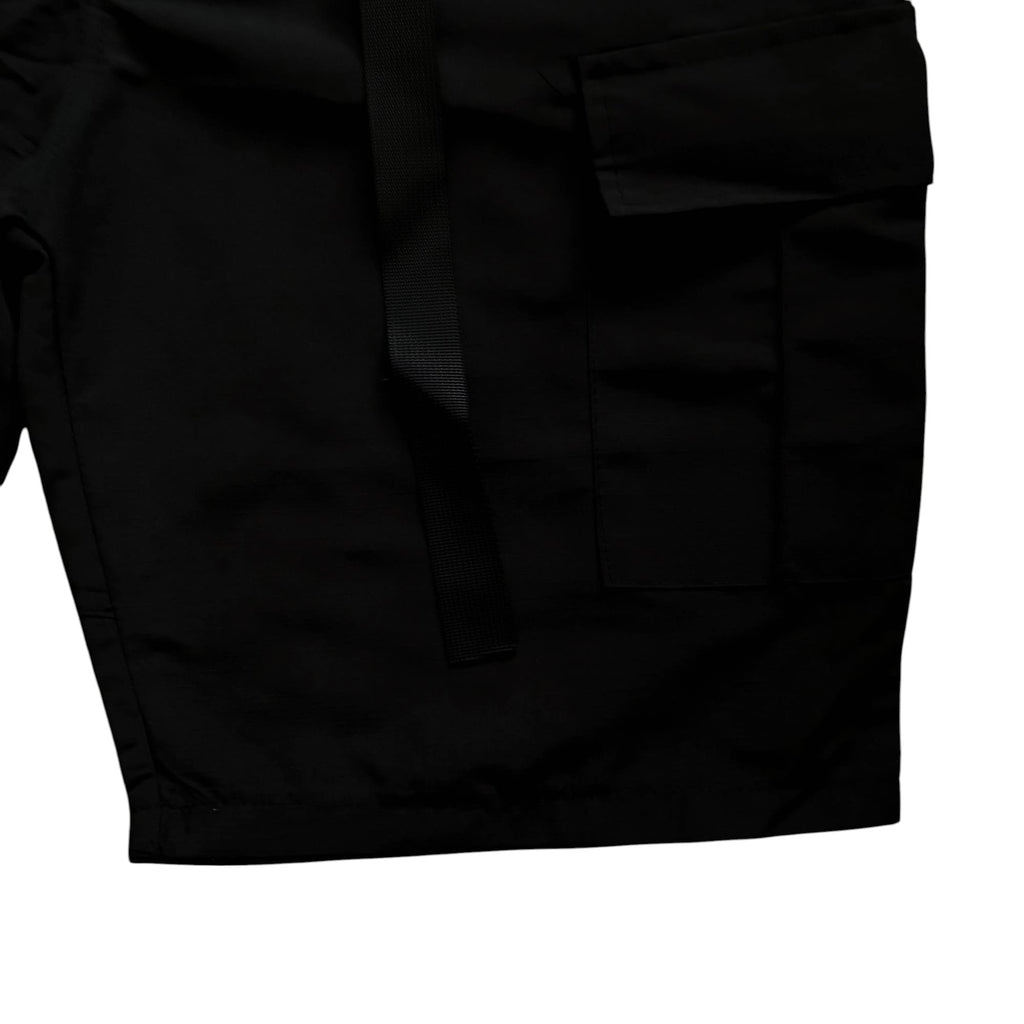Corteiz Cargo Shorts Double Black Alcatraz Logo