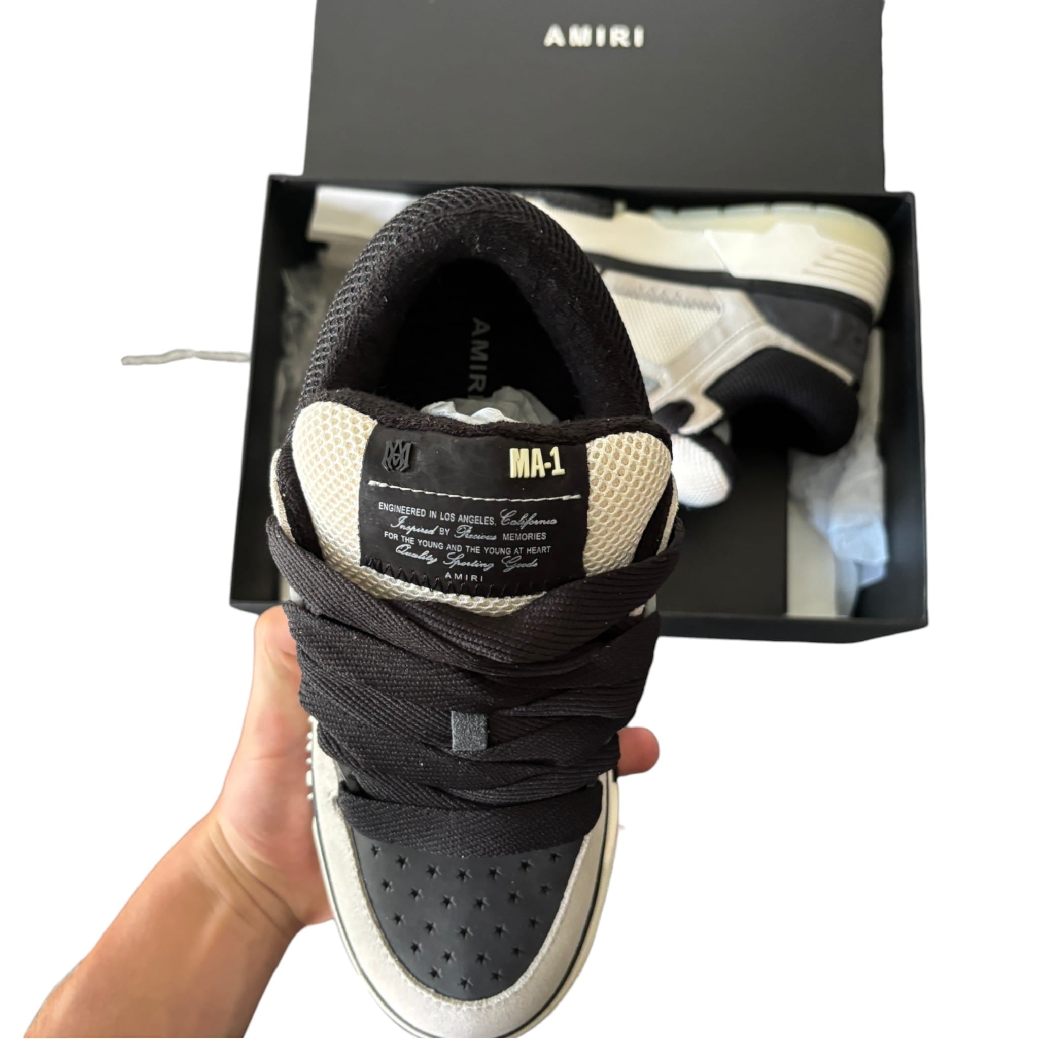 Amiri MA-1 Sneaker – Grey Suede, Black & White