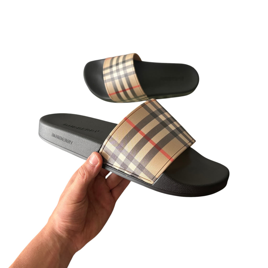 Burberry Limited Checked Monogram Slippers