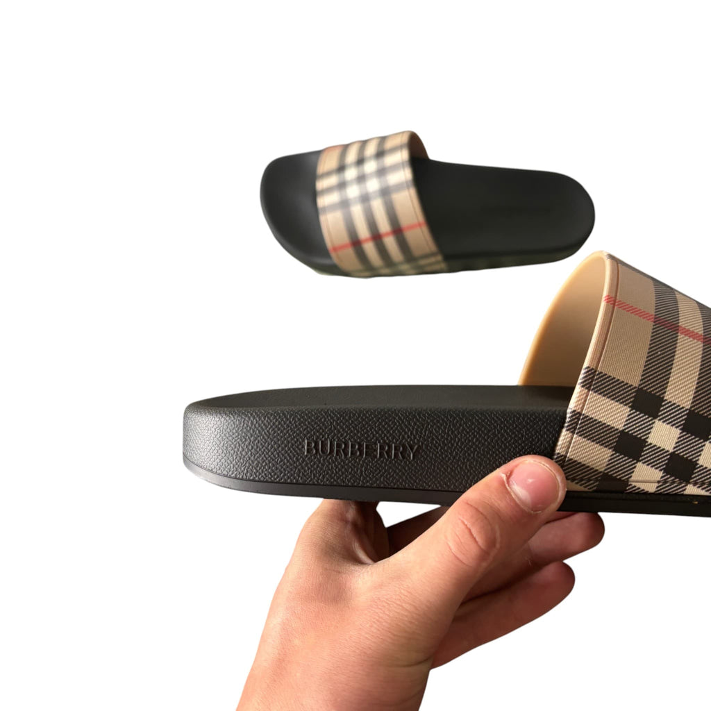 Burberry Limited Checked Monogram Slippers