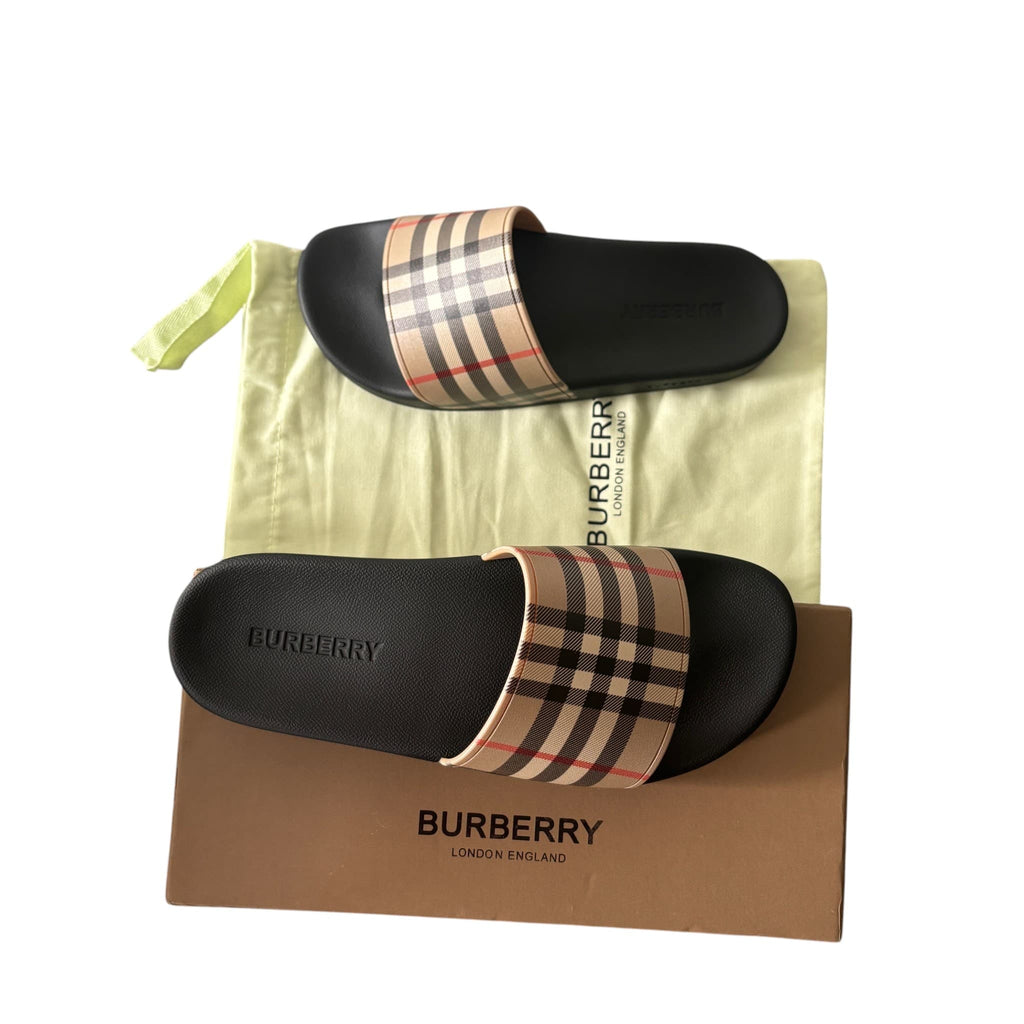 Burberry Limited Checked Monogram Slippers