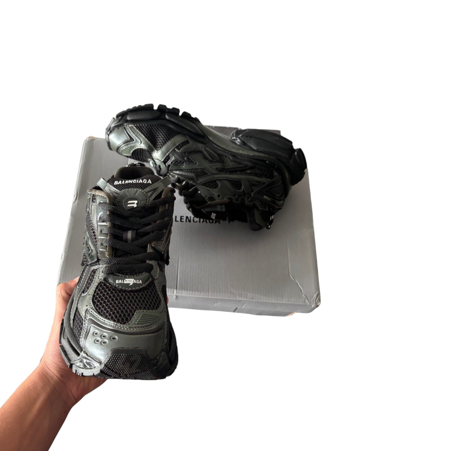 Balenciaga Black & Dark Green Runners