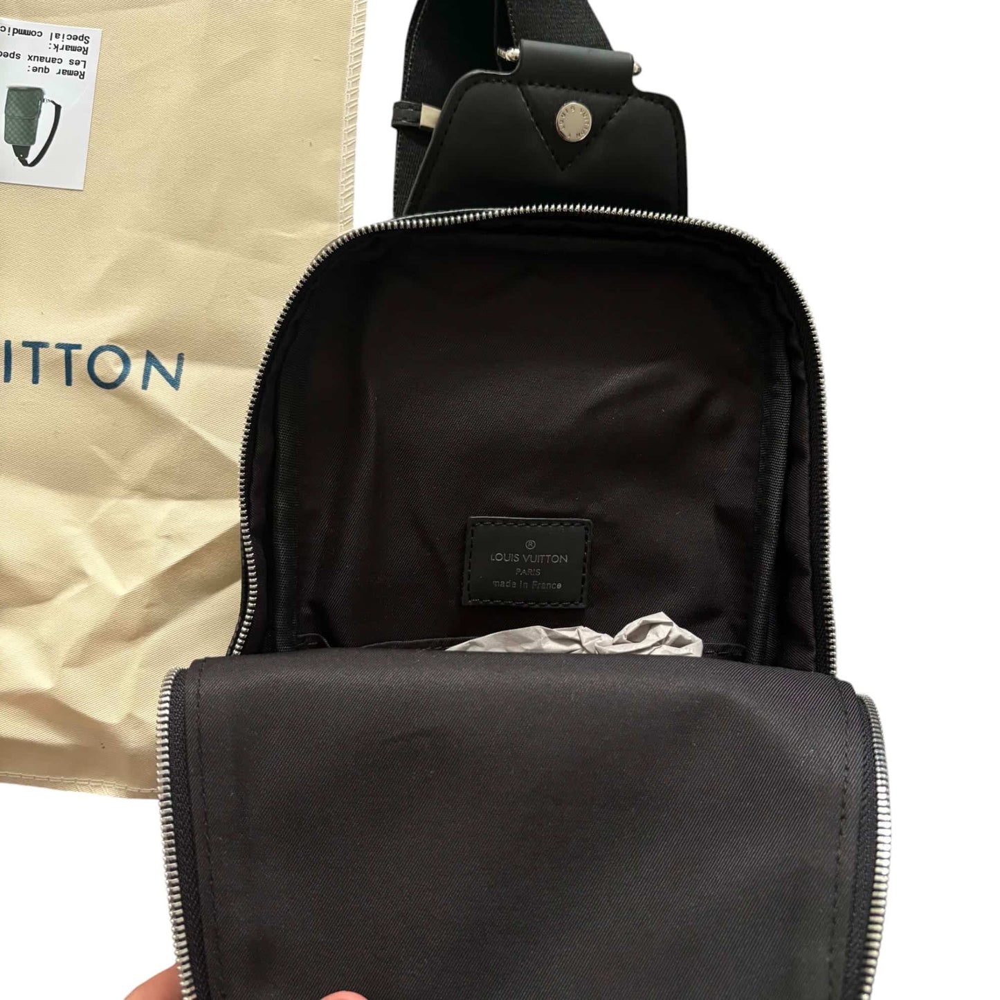 L-V Graphite Sling Crossbody Bag