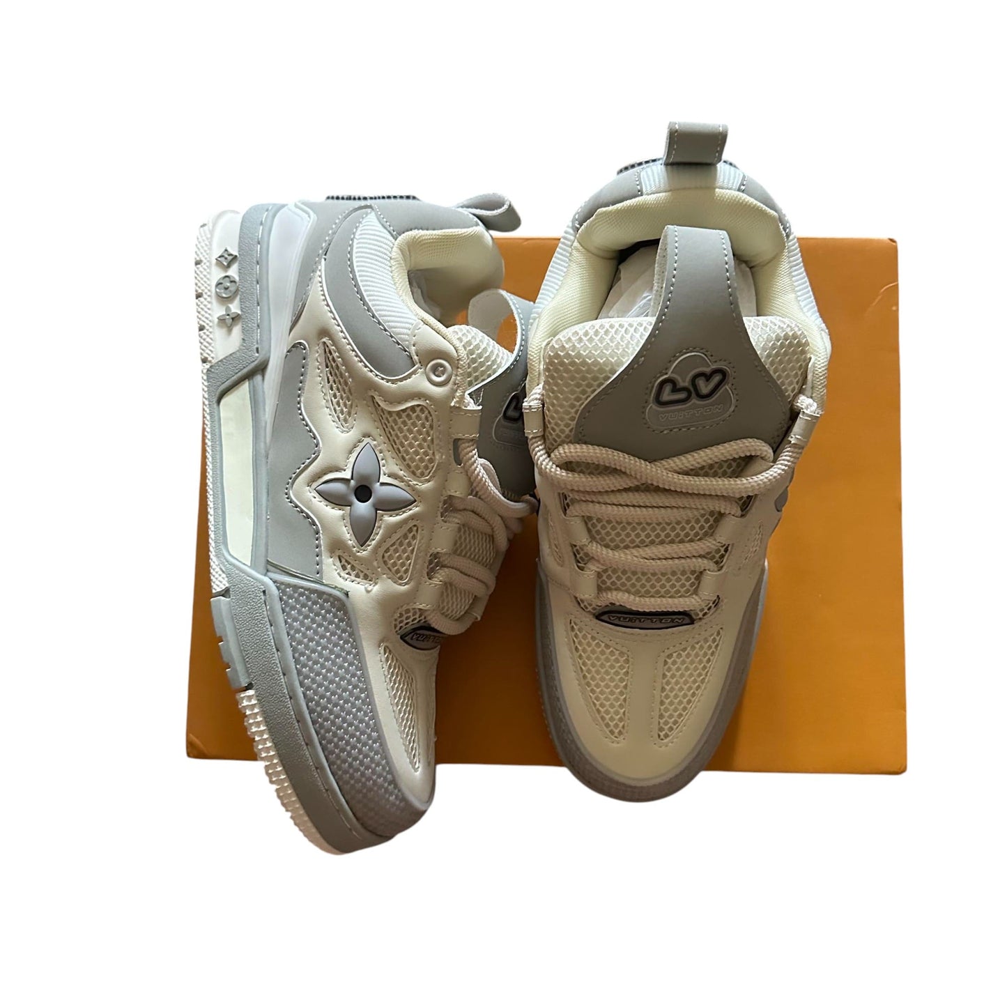 GRAY & WHITE L-V SKATE SNEAKER