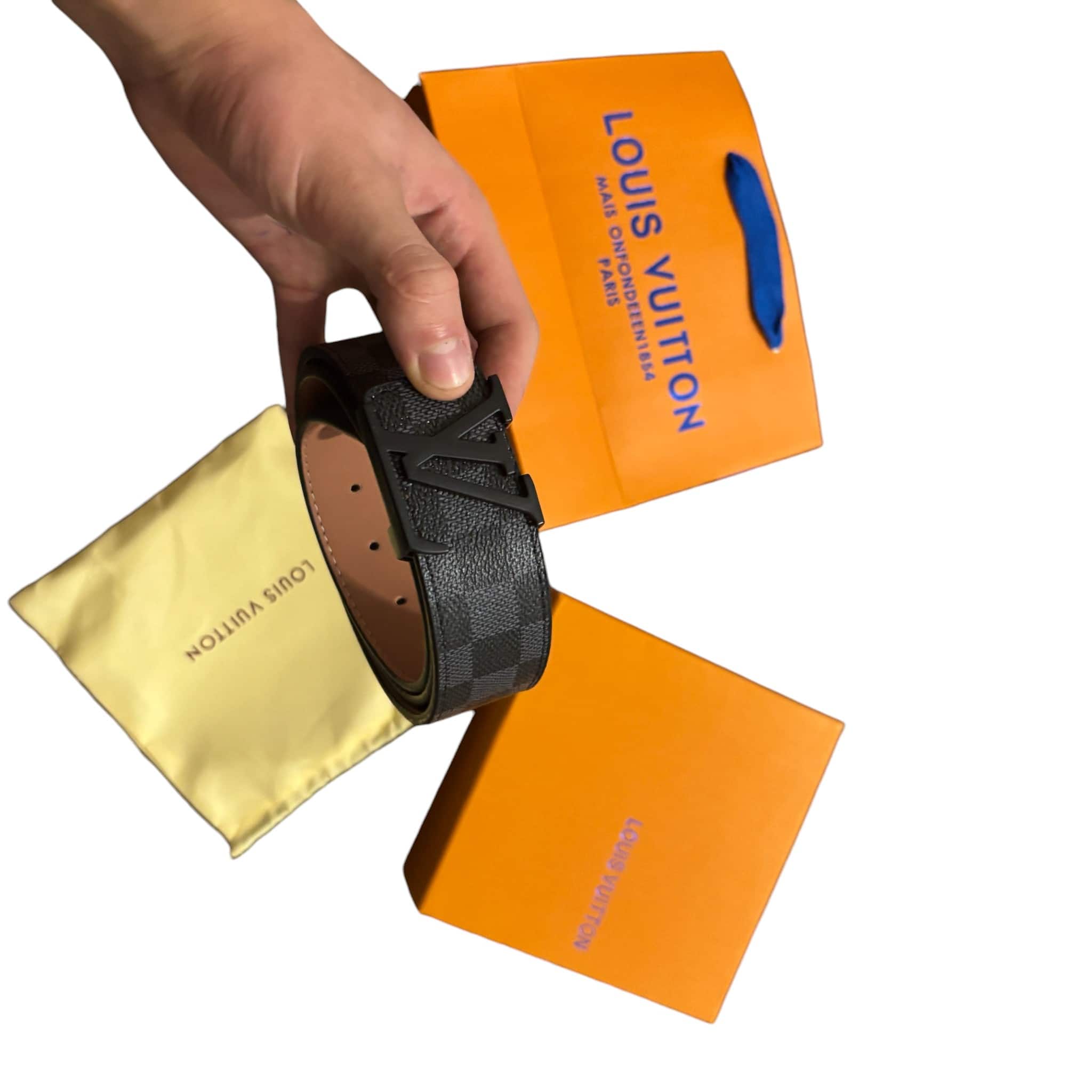 Lv Black Squared Monogram Belt