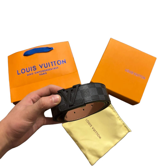 Lv Black Squared Monogram Belt