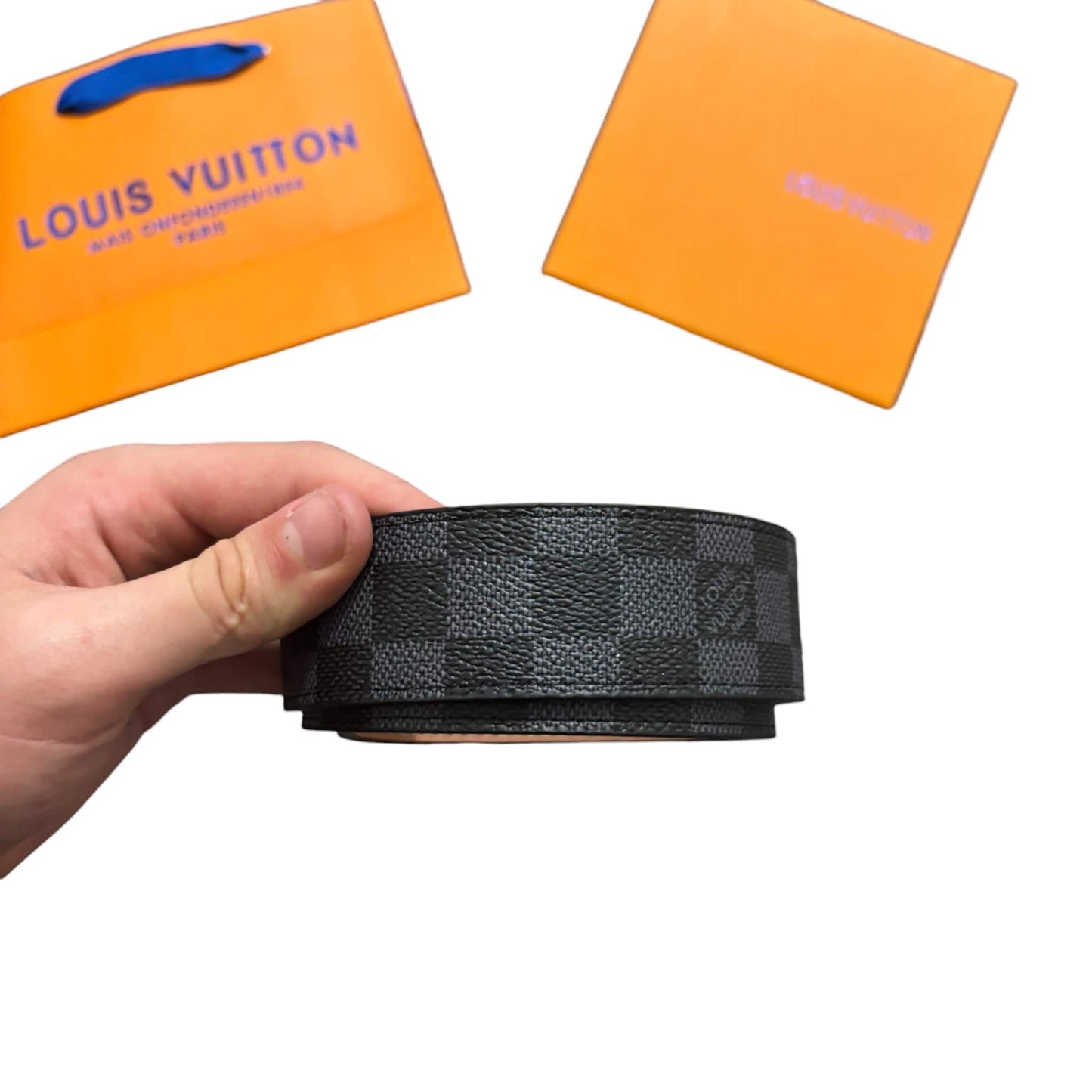 Lv Black Squared Monogram Belt
