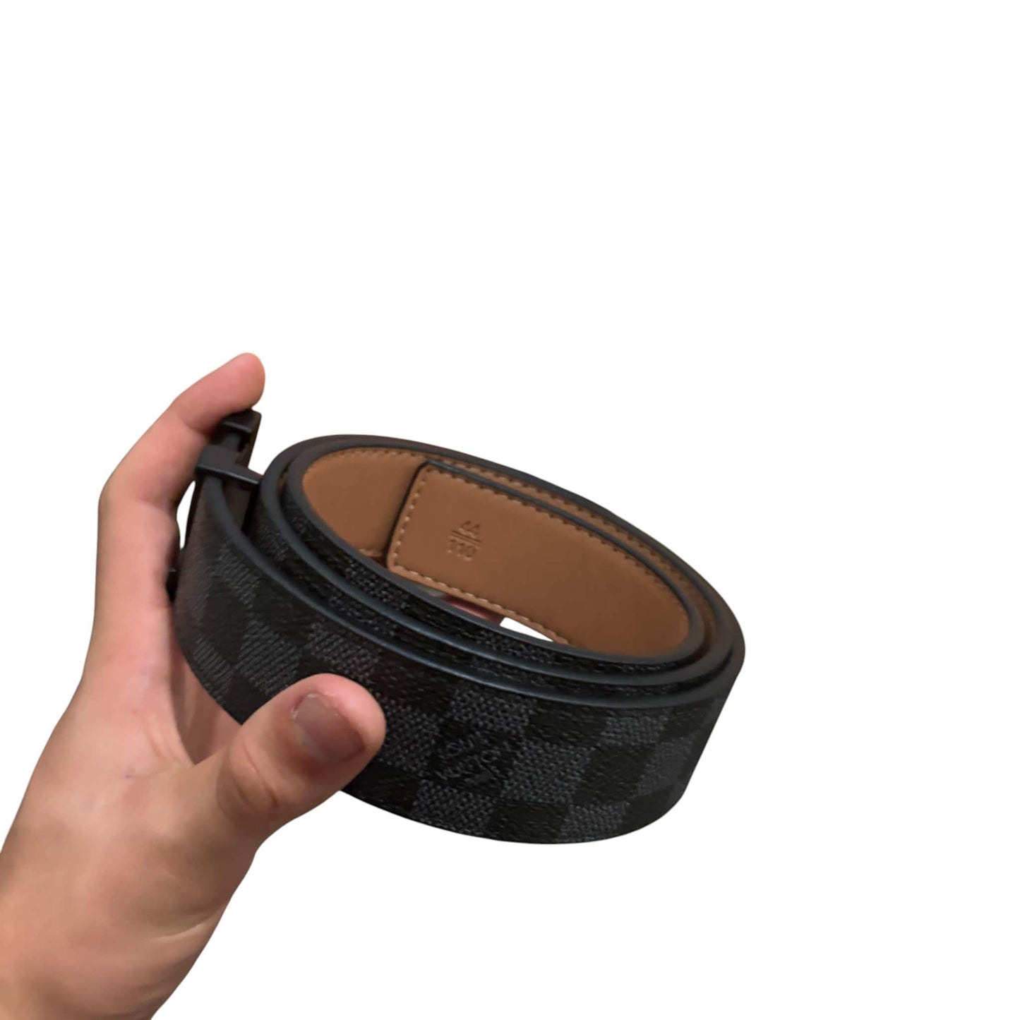 Lv Black Squared Monogram Belt