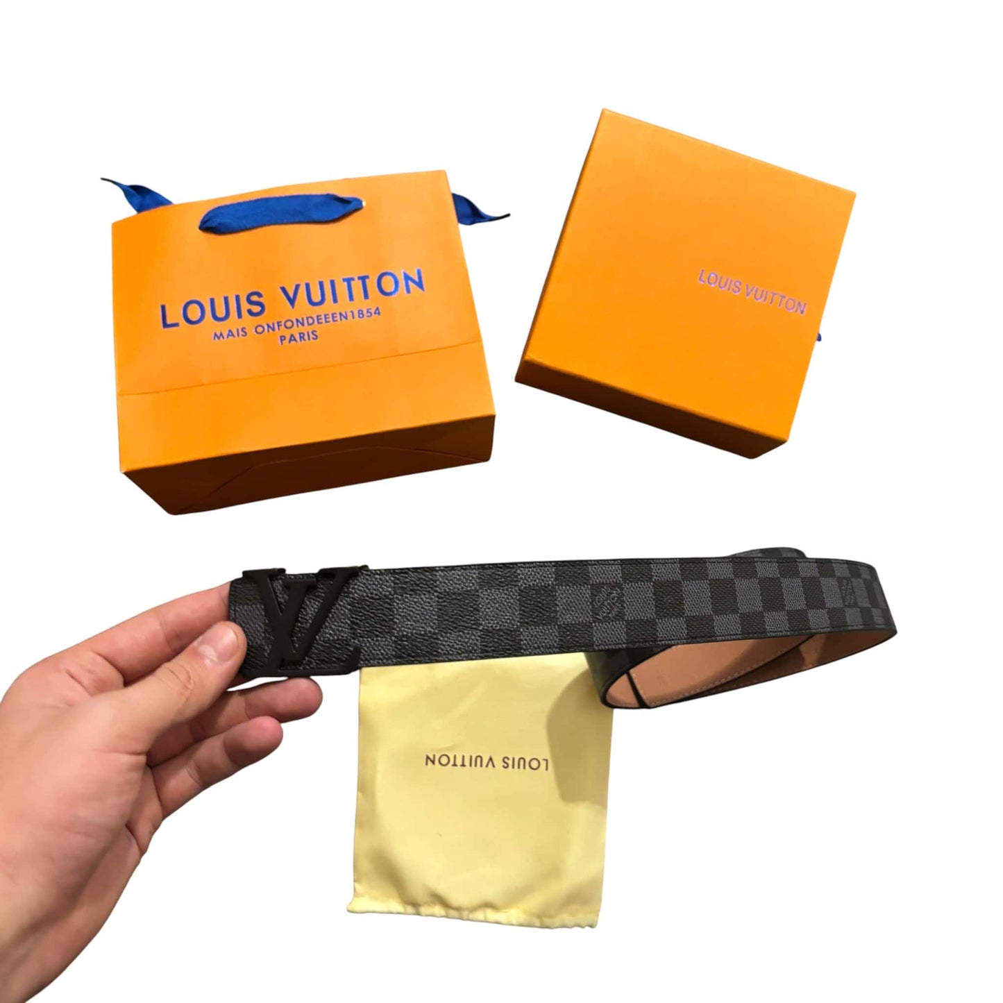 Lv Black Squared Monogram Belt