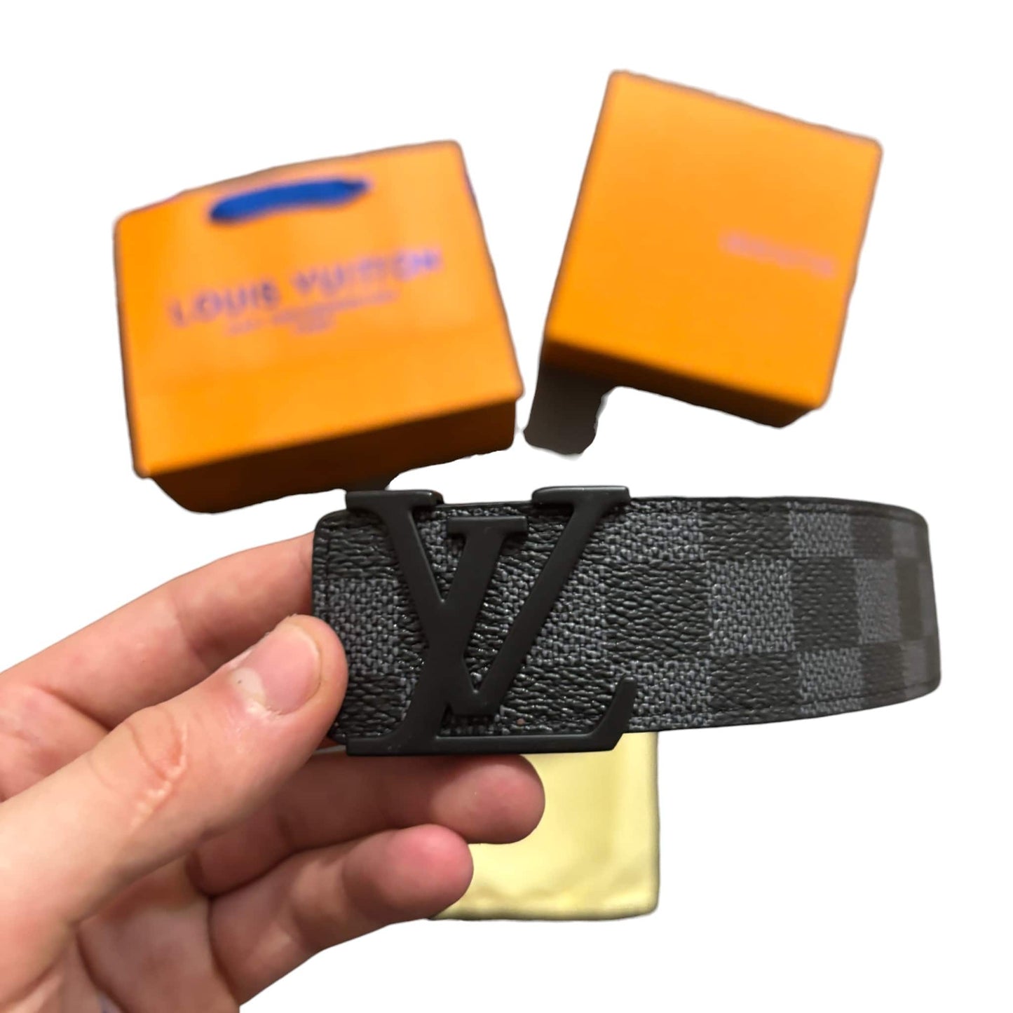 Lv Black Squared Monogram Belt