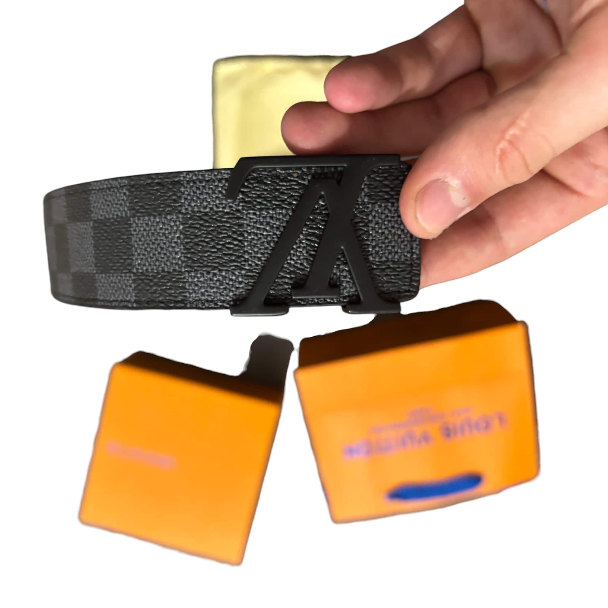 Lv Black Squared Monogram Belt