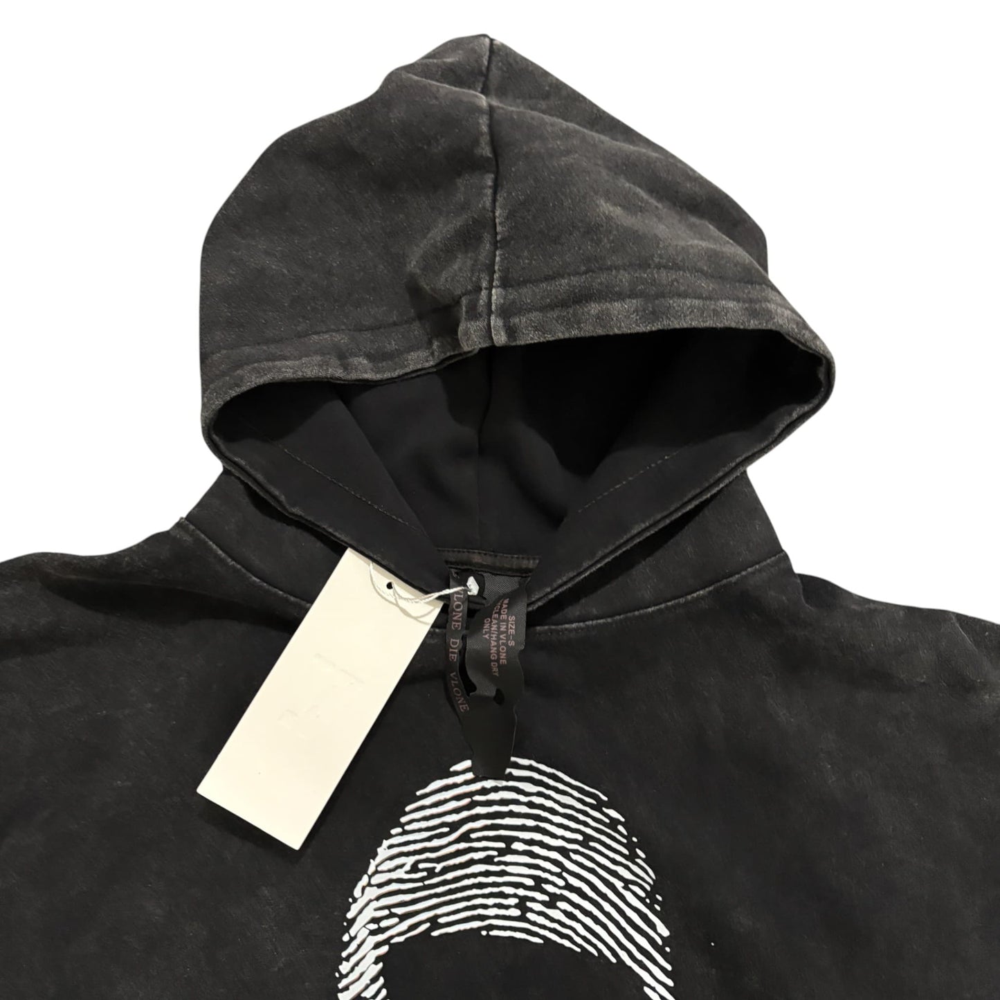 VLONE Fingerprint Washed Black Hoodie