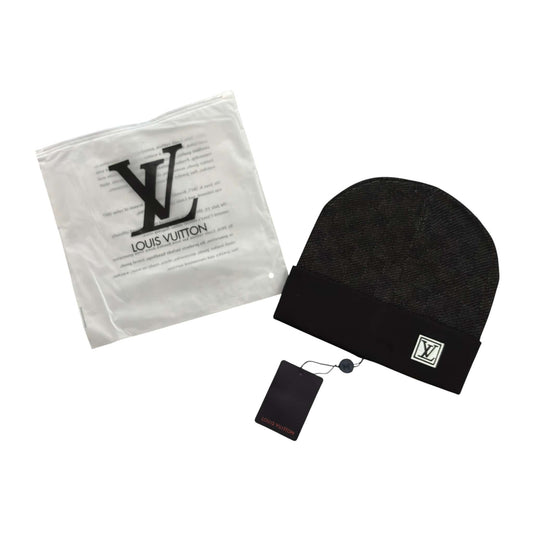 Lv Black Monogram Beanie