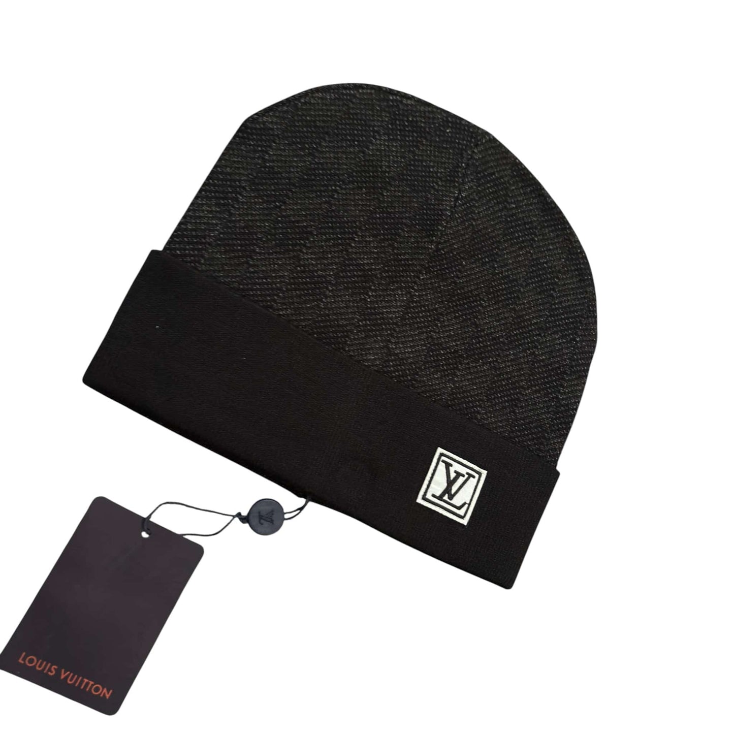 Lv Black Monogram Beanie