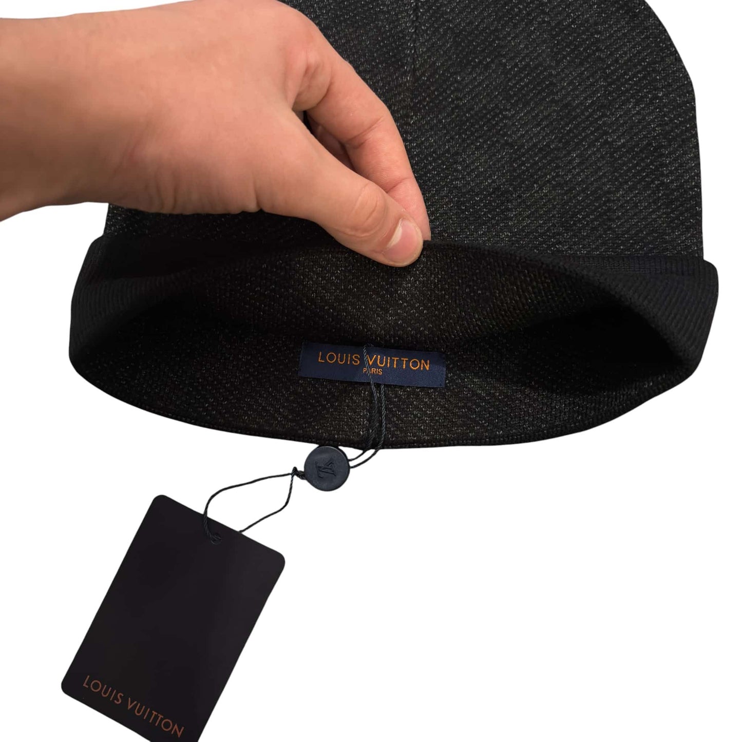 Lv Black Monogram Beanie