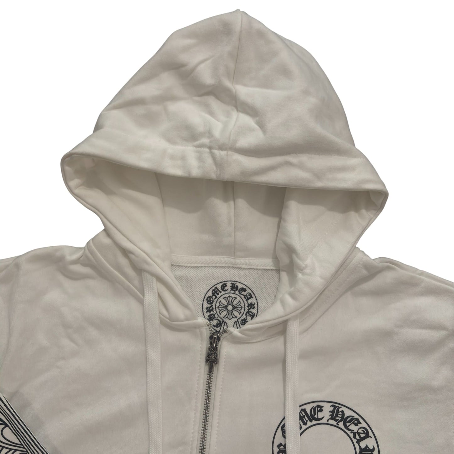 Chrome Hearts White Thermal Horseshoe Floral Cross-Sleeve Zip Up