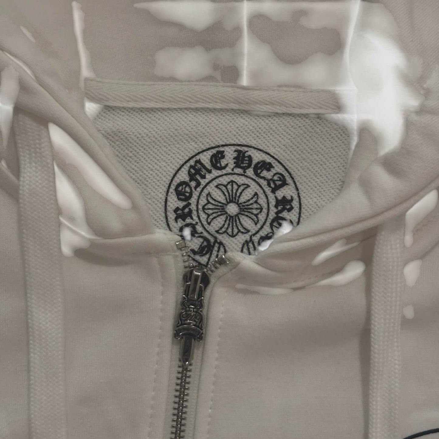 Chrome Hearts White Thermal Horseshoe Floral Cross-Sleeve Zip Up
