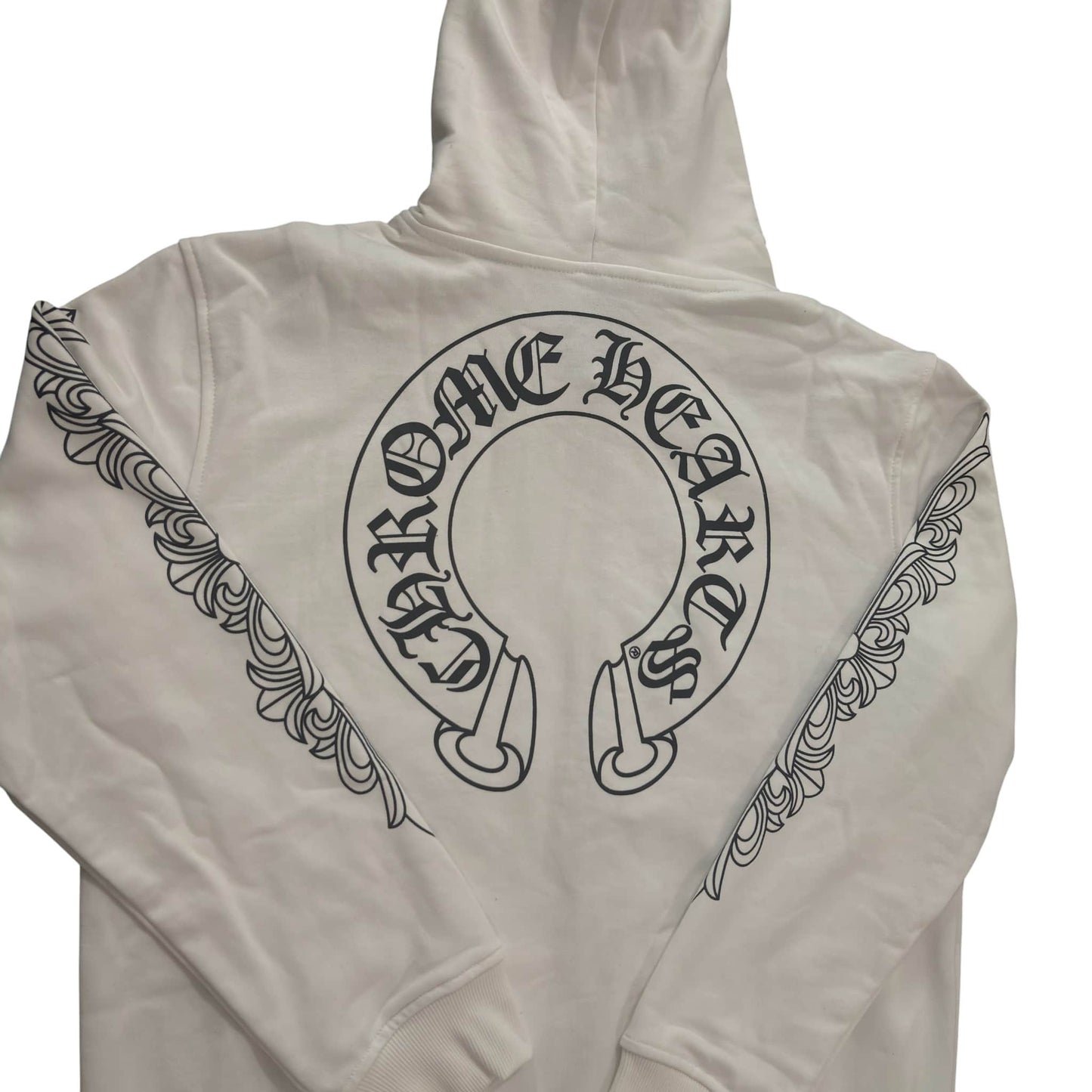 Chrome Hearts White Thermal Horseshoe Floral Cross-Sleeve Zip Up