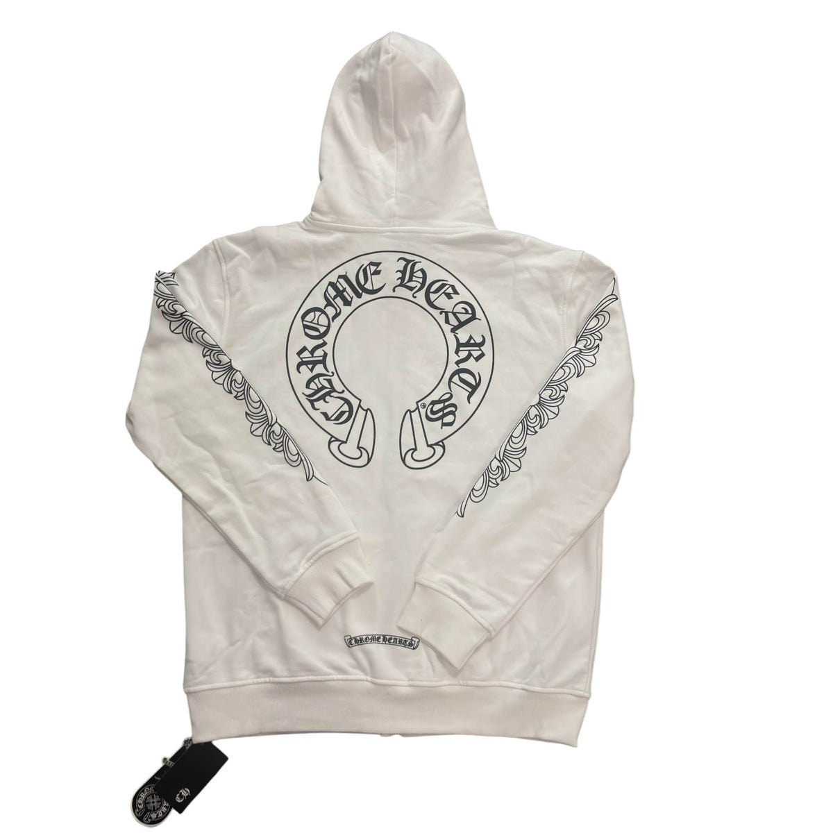 Chrome Hearts White Thermal Horseshoe Floral Cross-Sleeve Zip Up