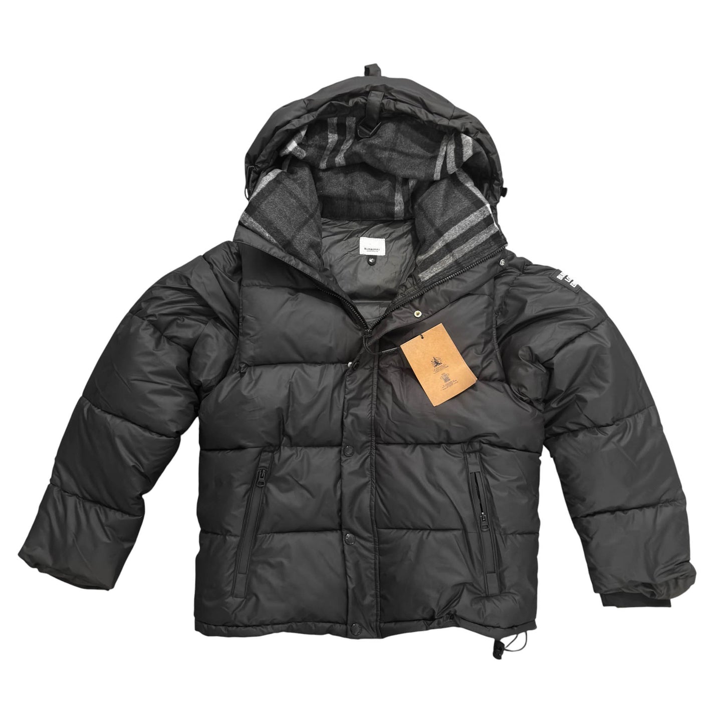 Burberry Black Hooded Pattern Puffer Jacket
