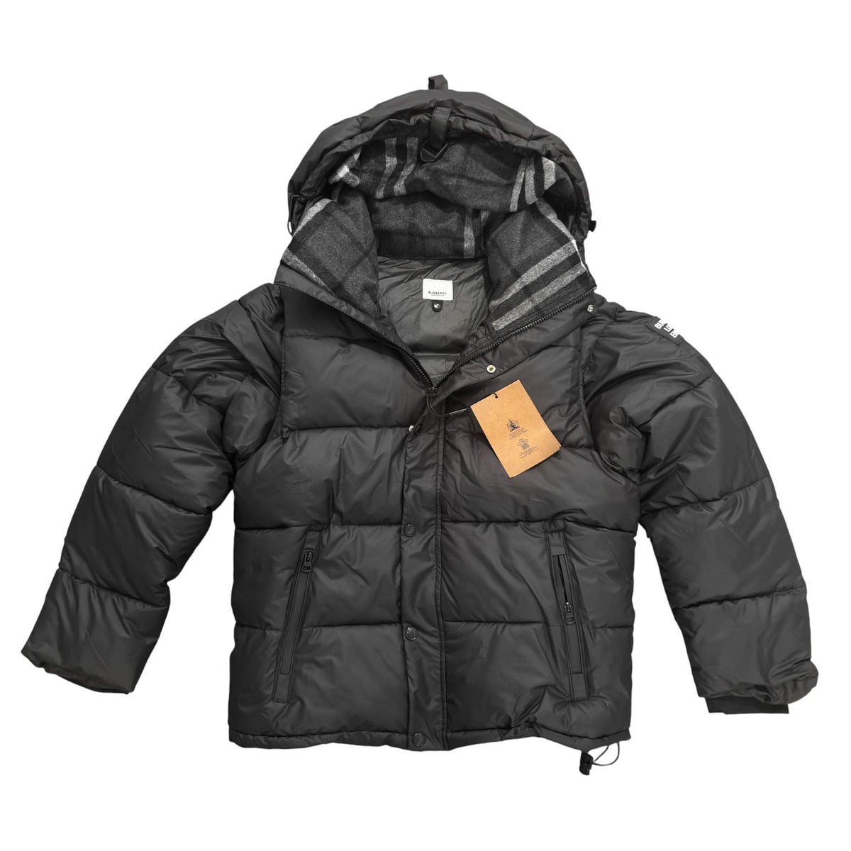 Burberry Black Hooded Pattern Puffer Jacket