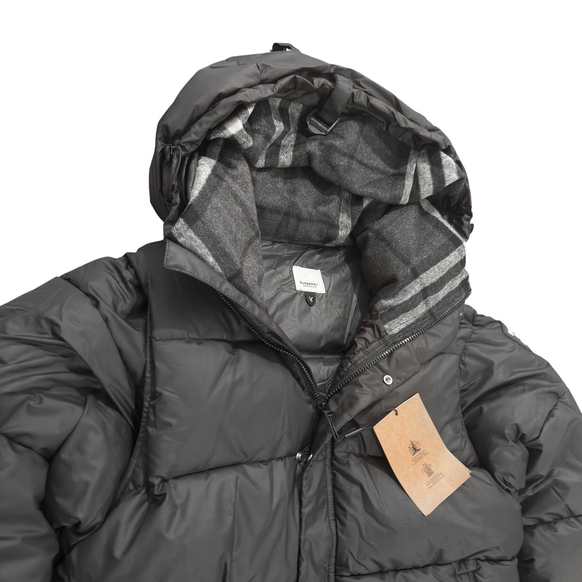 Burberry Black Hooded Pattern Puffer Jacket