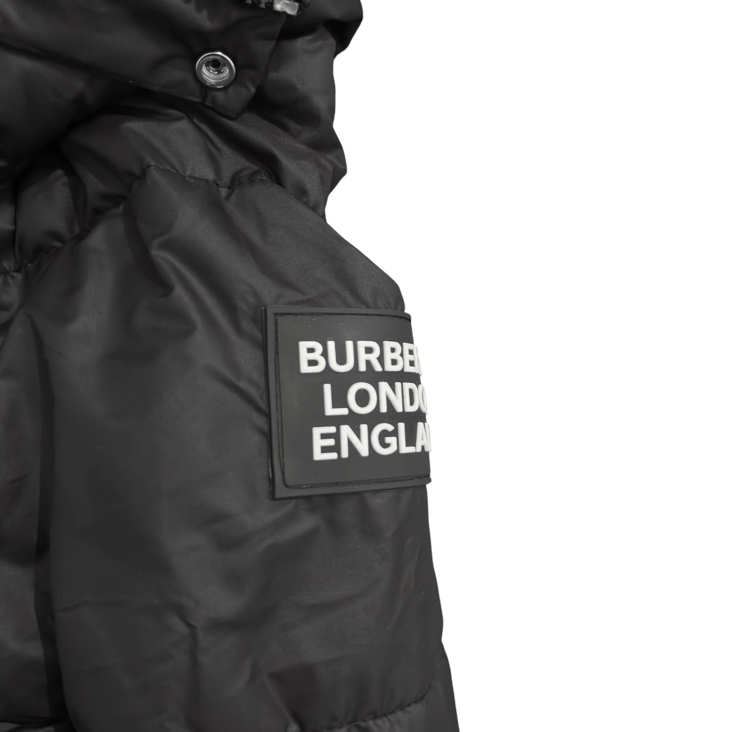 Burberry Black Hooded Pattern Puffer Jacket