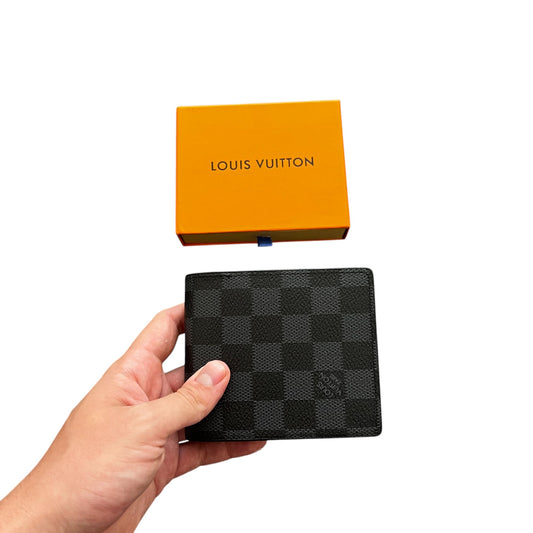 L-V Black Squared Monogram Wallet