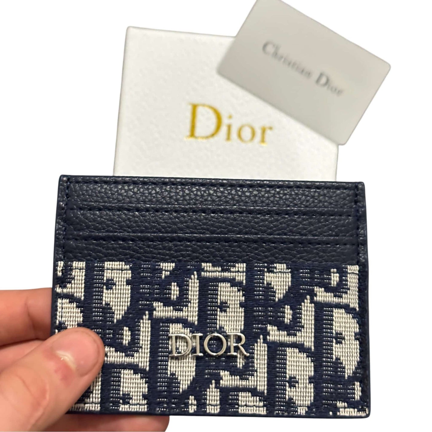 Dior Navy Monogram Cardholder
