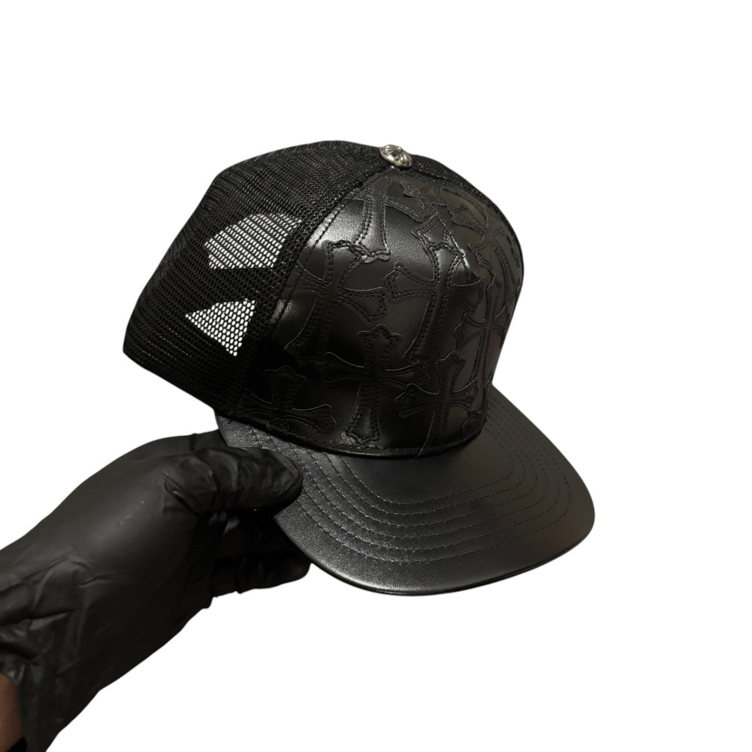 Chrome Hearts Leather Cemetery Cross Cap