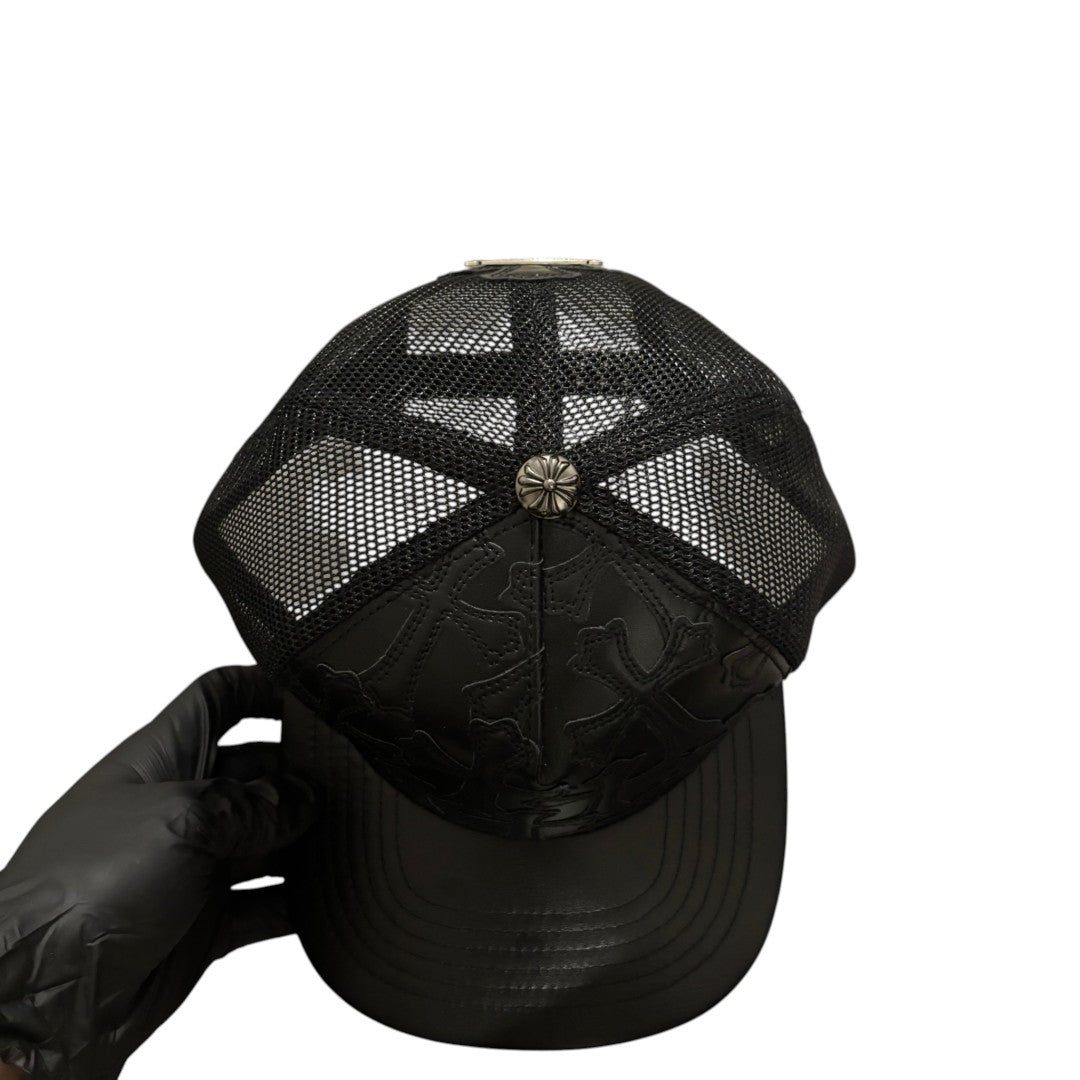 Chrome Hearts Leather Cemetery Cross Cap