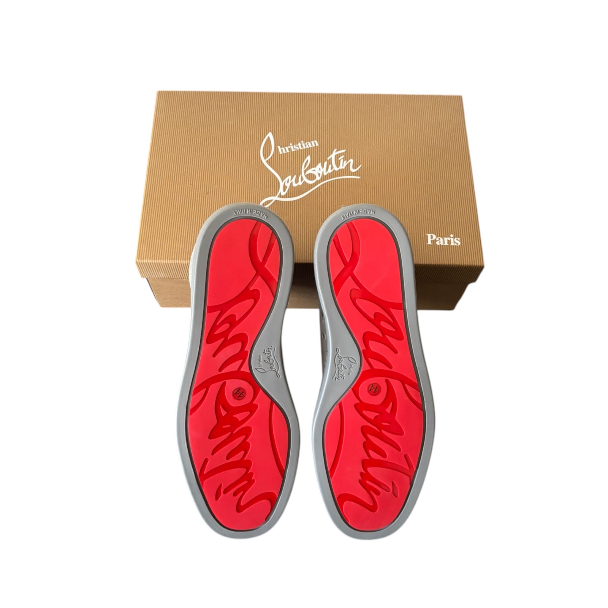 Christian Louboutin Gray Velour Junior Spikes
