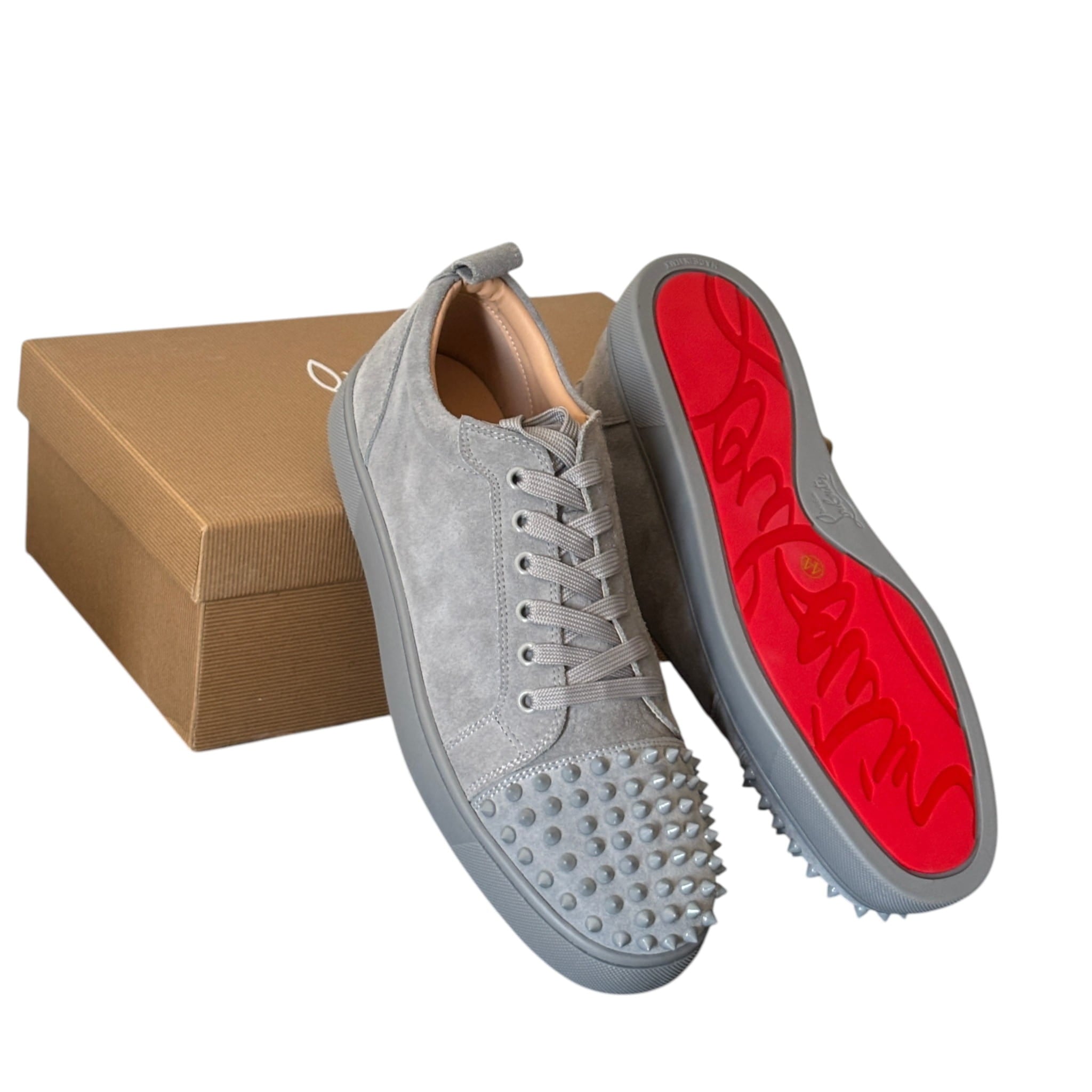 Christian Louboutin Gray Velour Junior Spikes